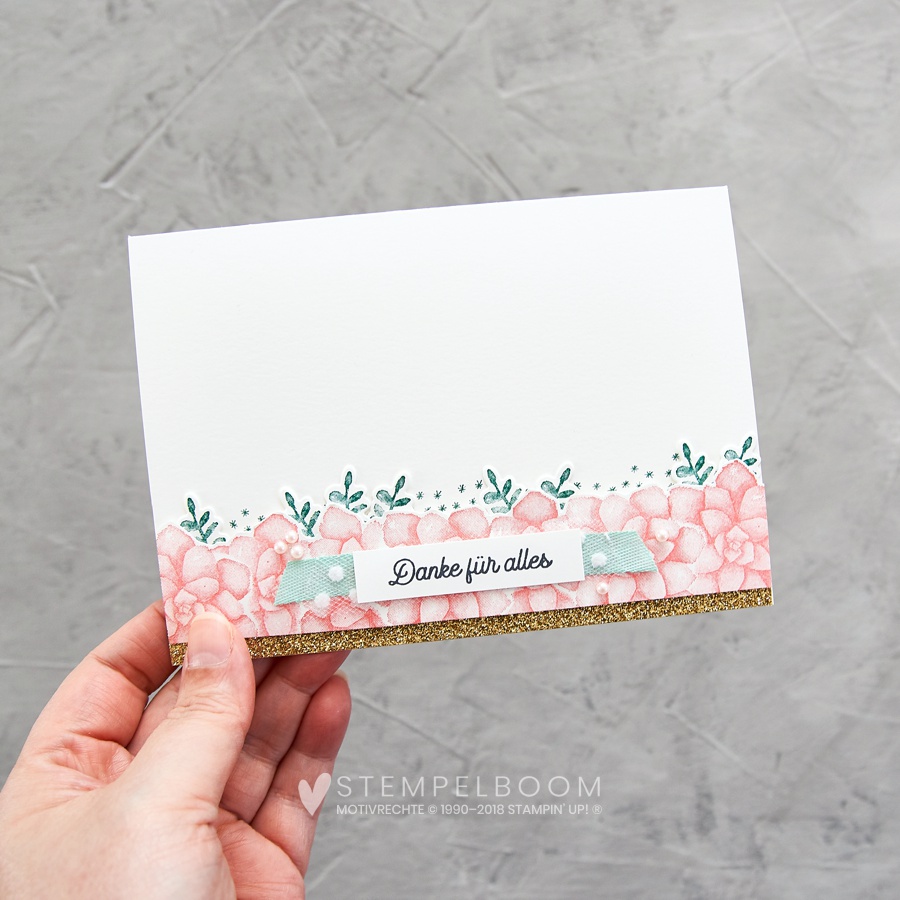 Colour Combo Blog Hop – Tannengrün, Aquamarin & Flamingorot | Karte mit Painted Seasons | Stampin' Up! | stempelboom